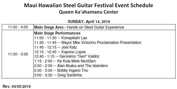 2019 Event Schedule - Queen Ka‘ahumanu Center